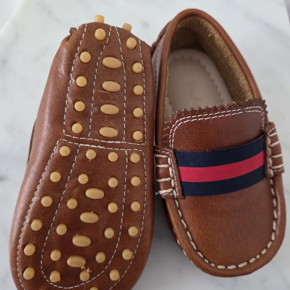 Elephantito Brown Loafers with Red and Blue Stripes - Picture 2 of 3